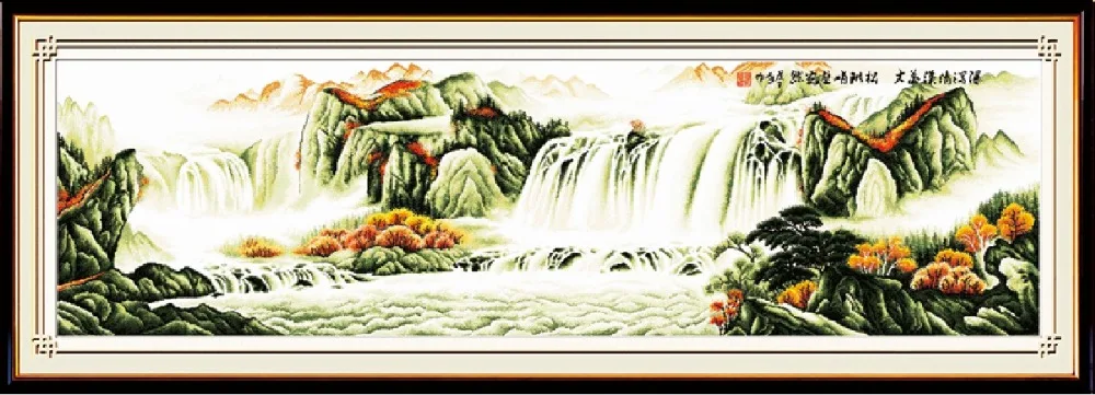 

Magnificent mountains and rivers cross stitch kit Chinese fabric 14ct 11ct hand embroidery DIY handmade needlework supplies bag