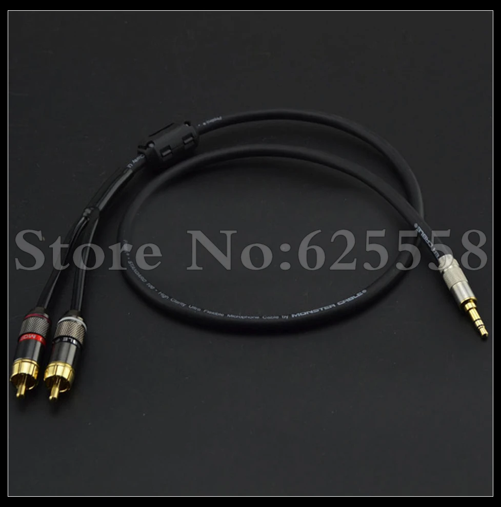 1pcs HIFI 3.5mm to 2 RCA Stereo DIY RCA Audio Cable for Mp3 AMP DAC