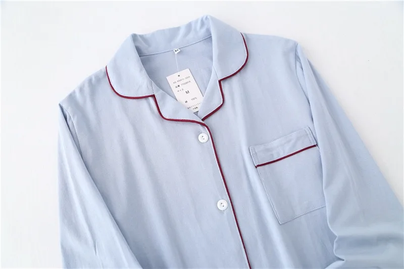 Ensemble de pyjama décontracté à manches longues pour homme, vêtements de nuit japonais, 100% coton, monochromatique, couple, automne