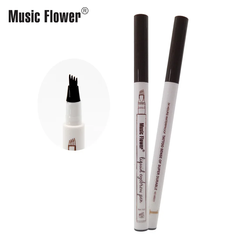 Music Flower 4 colors microblading eyebrow tattoo pen Tint Natural Long Lasting Waterproof Brown Fork tip Eyebrow Pencil