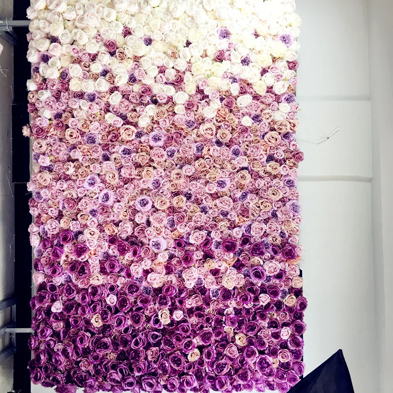 

SPR 2.4m*3m Free Shipping silk wedding purple ombre flower wall wedding backdrop artificial flower row and arch decorative flore