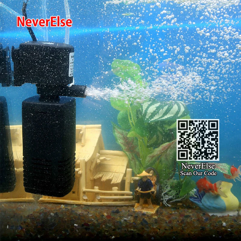 Aquarium Filter 4/6/15/20/25W Submersible Pump with Inner Sponge Filter Water Air Inlet Hose Increase Air Oxygen for Fish Tank