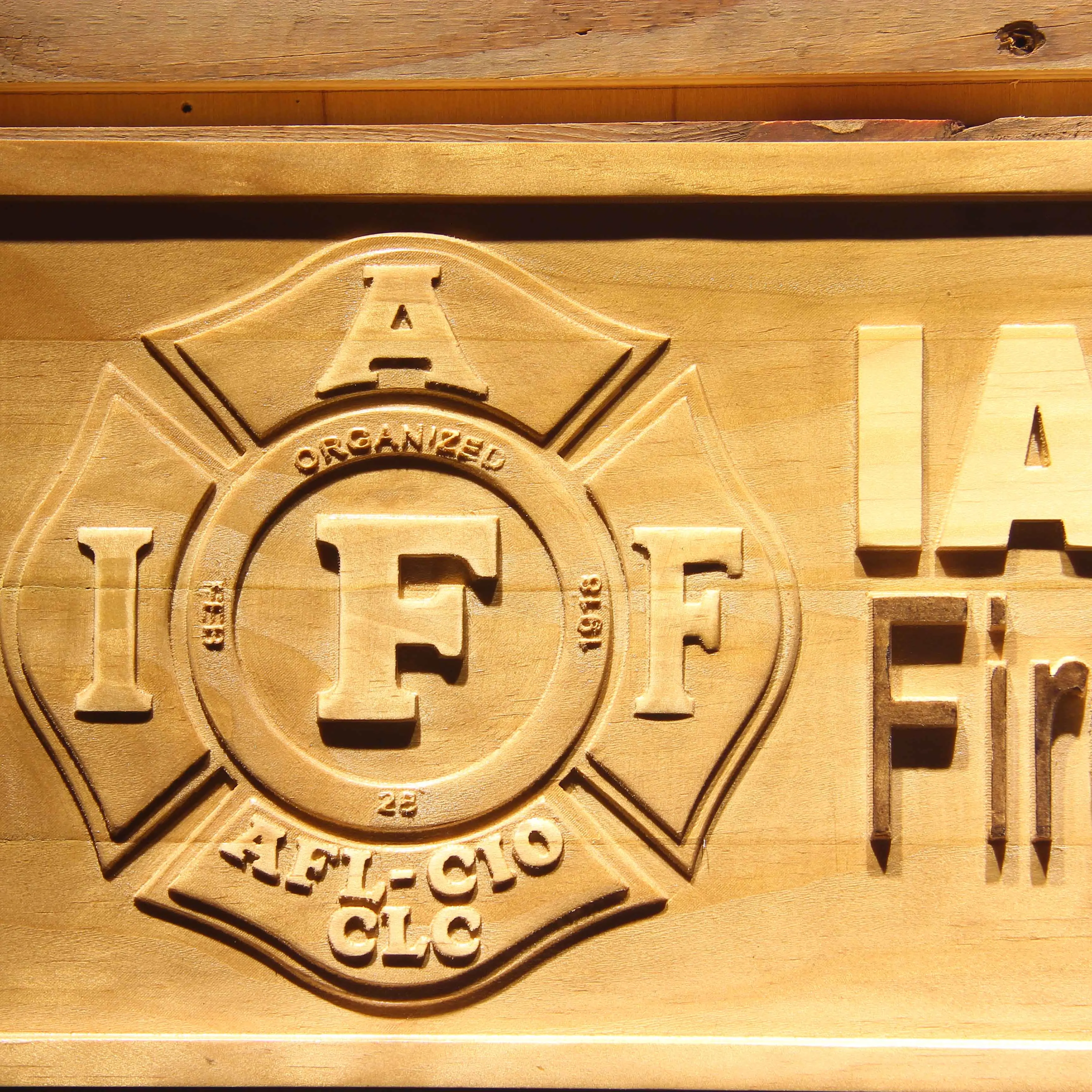 IAFF Fire Fighters Fireman Beer 3D Wooden Bar Signs