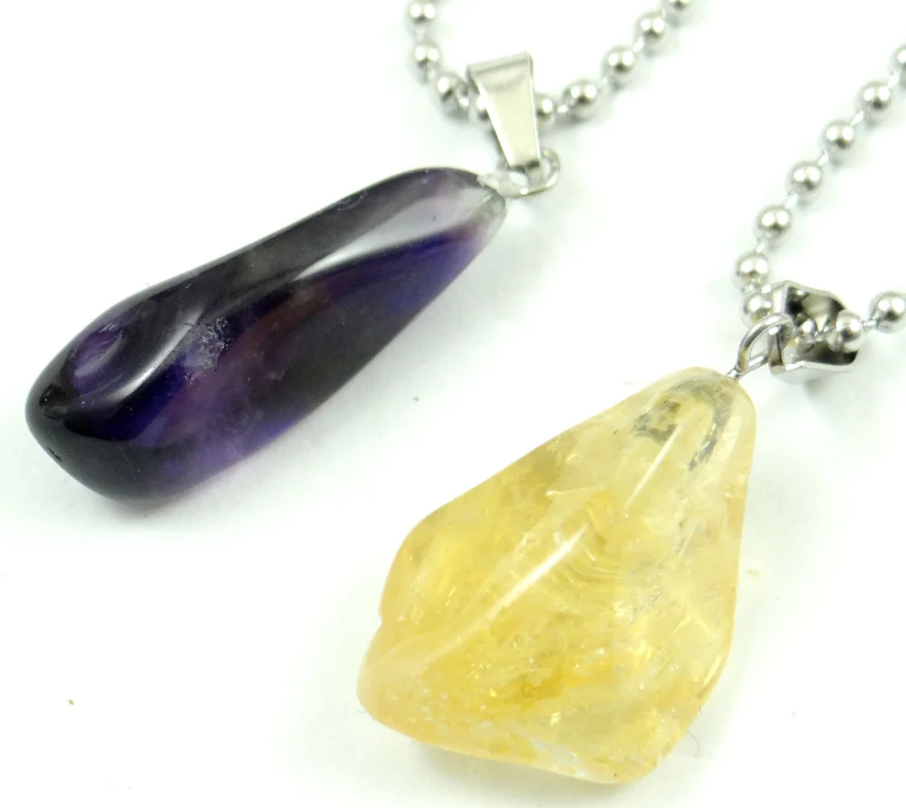 Wholesale Natural Stone Purple crystal Citrines Irregular shape charm Pendant For Women Necklace Jewelry Making Free shipping 1P