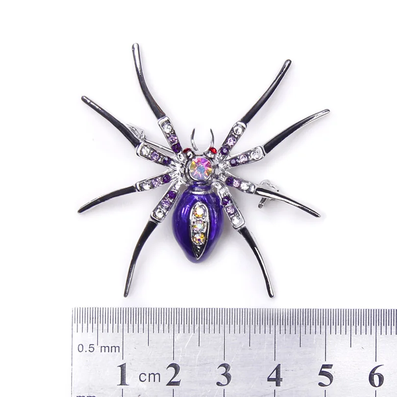 Spider Animal Pin Brooch with Purple Alloy Crystal Rhinestone Widow for Halloween ee