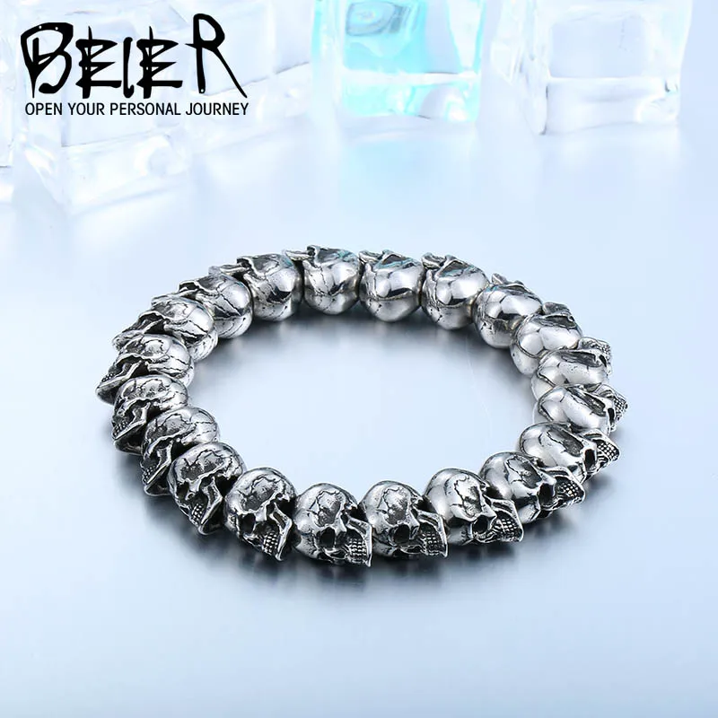 BEIER New Cool Punk Adjustable Skull Bracelet For Man 316 Stainless Steel Man\'s High Quality Jewelry BC8-027 Dropshipping