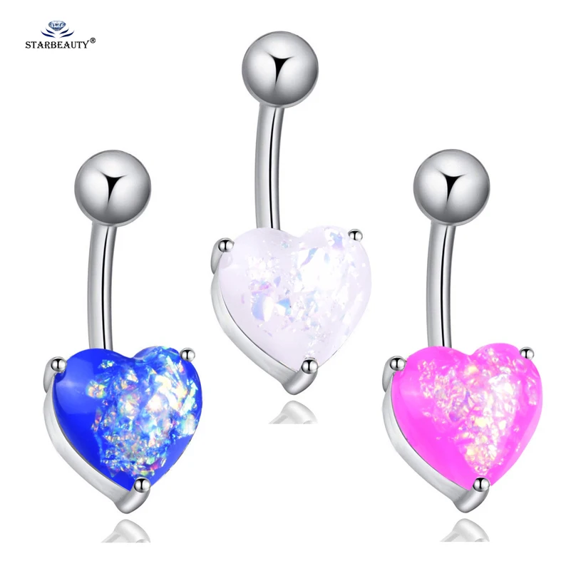 1 قطعة الأبيض مثير بيجو القلب البطن ثقب Nombril أوبال البطن زر خواتم السرة ثقب Ombligo الرقص pirting القرط مجوهرات