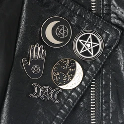 Witch pins collection Pentagram Triple moon Constellation Wizard Brooches Witchy Goth Jewelry Lapel pin for Witches