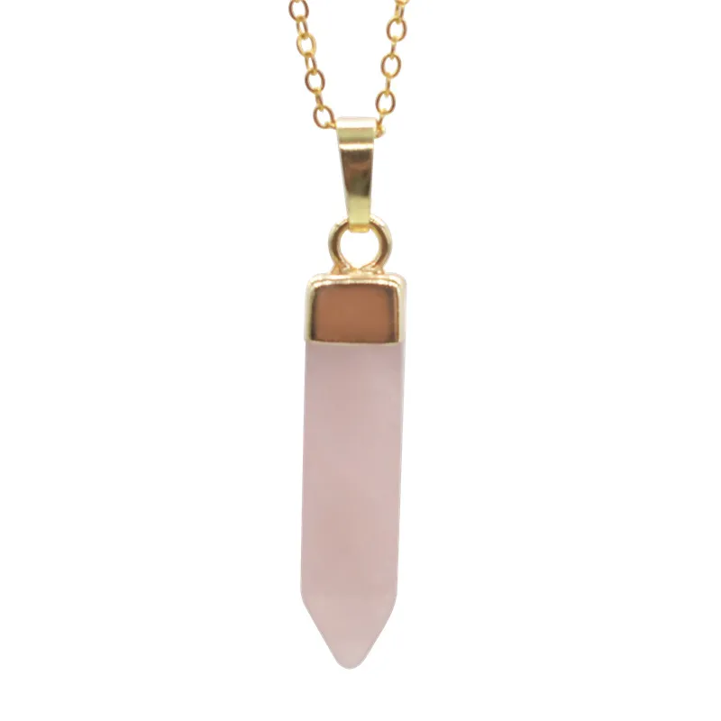 1pc Natural Stone Bullet Pendant Necklace Tiger Eye Rose Quartzs Crystal onyx Pendants  Chakra Charms Jewelry gifts