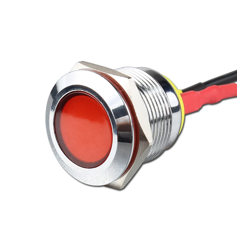 IP66 Waterproof One Color Flashing LED Metal Warning Indicator Light 19mm Pilot Signal Lamp 3V 6V 12V 24V 36V DC with Wire