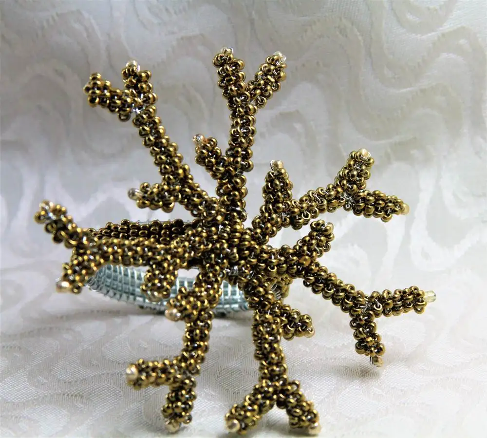 free shipping wholesale coral napkin ring old gold color,qn17072604 many branch  bulk napkin holder