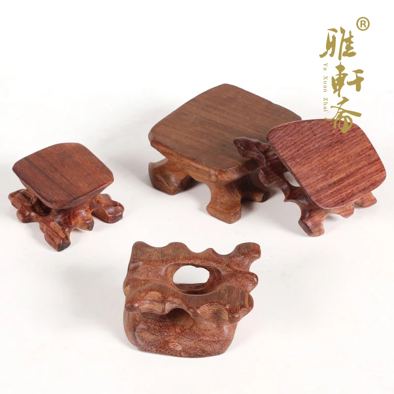 S Zhai Gallery Suanzhimu wood base with the base stone jade teapot base seal ring bracket