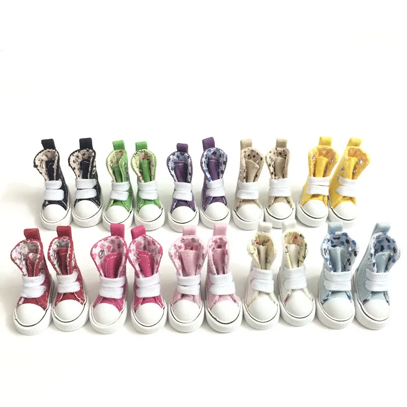 Mini Toy Boots Casual Snickers Shoes for BJD Dolls,1/8 BJD Doll Shoes Canvas Shoes 3.5 CM, Fashion Doll Accessories 12 Pair/Lot