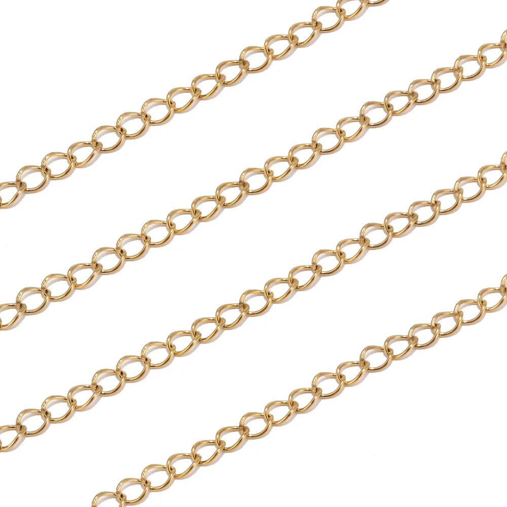 10 meters width 3.6MM Gold Silver Stainless Steel Necklace Extended Chain Link Chains Jewelry Accessories