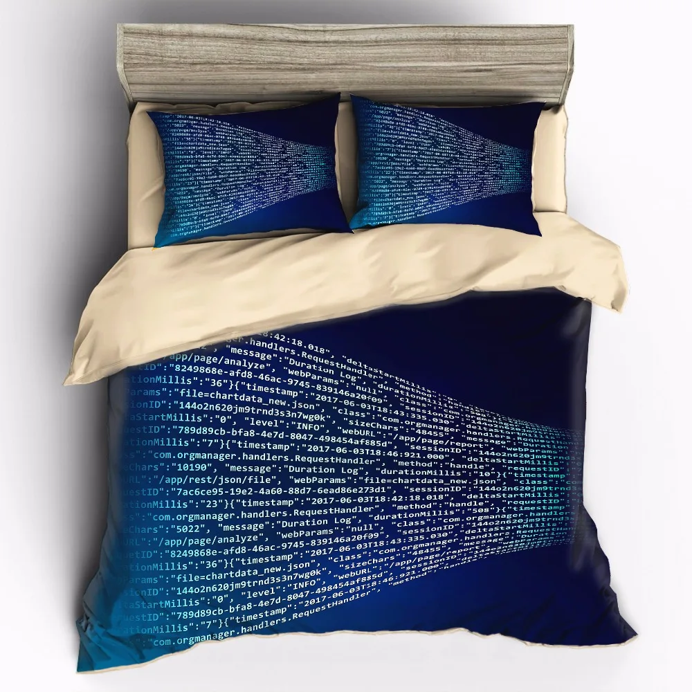 AHSNME Computer Code Pattern Duvet Cover Sets 100% Microfiber Science Fiction Pattern Bedding Set 3pcs