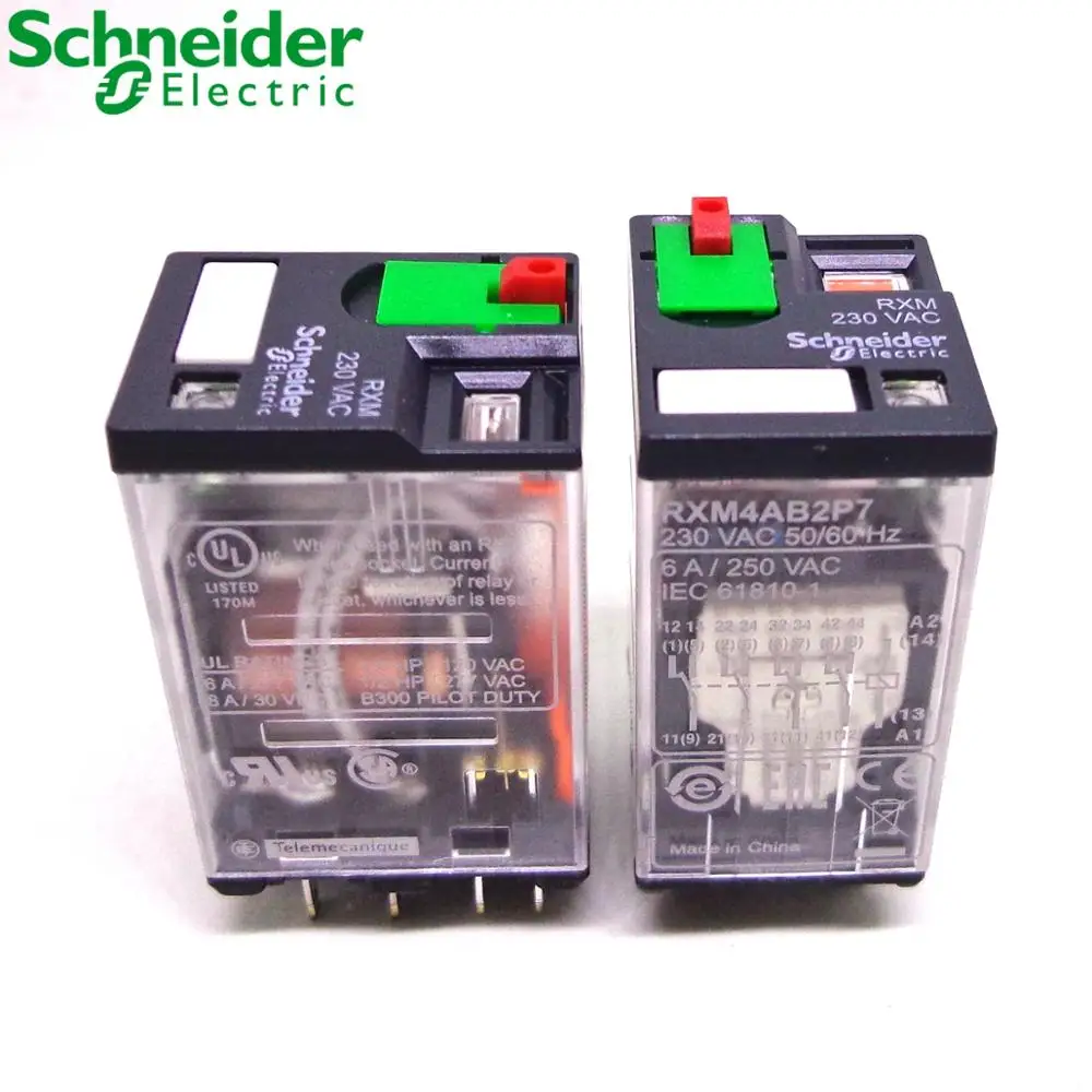Schneider 100%-NEW 5PCS RXM4AB2BD RXM4AB2P7 RXM4AB2JD RXZE1M4C 4CO 6A RELAY+LTB+LED 24VDC 230VAC original RELAY