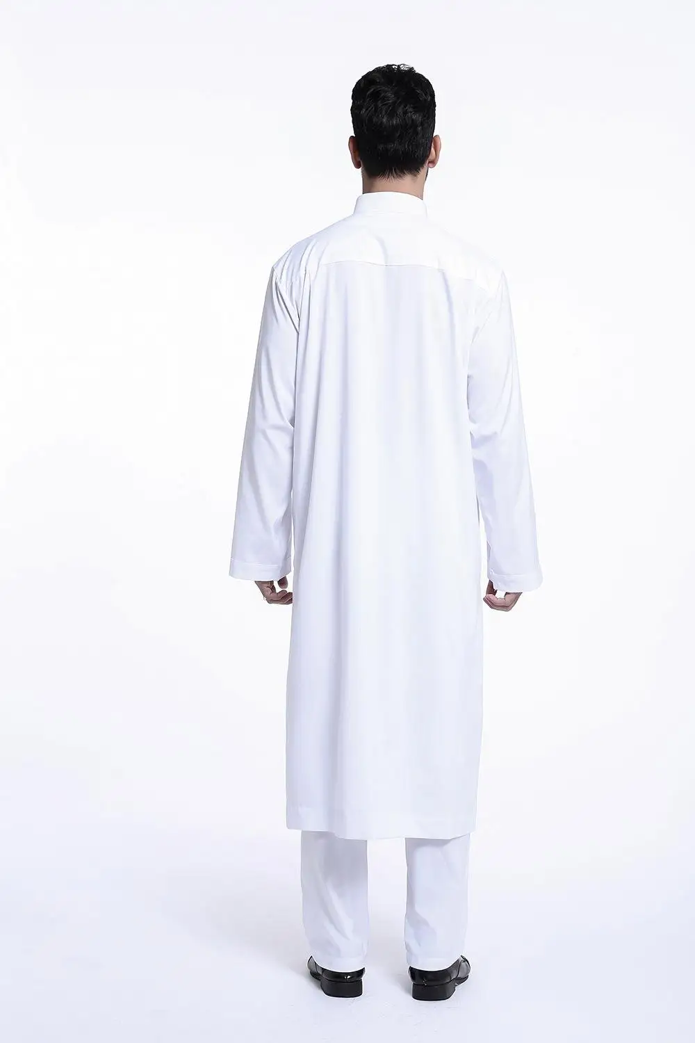 Dubai Arabic Islamic Muslim Mens Jubba Thobe Clothing Long Robe 2 Piece Set Tops and Pants Saudi Musulman Ensembles Wear Outfits