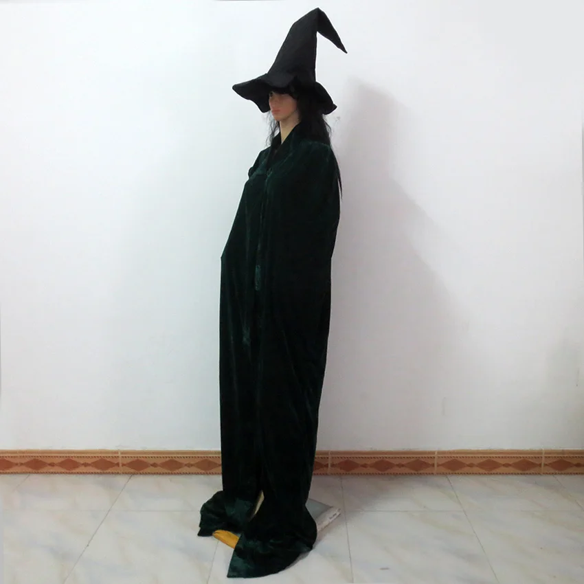 Minerva McGonagall Dress Cosplay Costume Dark Green Cloak Trench Halloween Uniform Outfit Cosplay Costume Customize Any Size