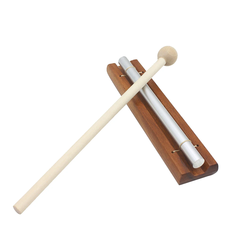 Brand New & High Quality Solo Chime on Wooden Base w/ Mallet Single Rod for Yoga Meditation Energy