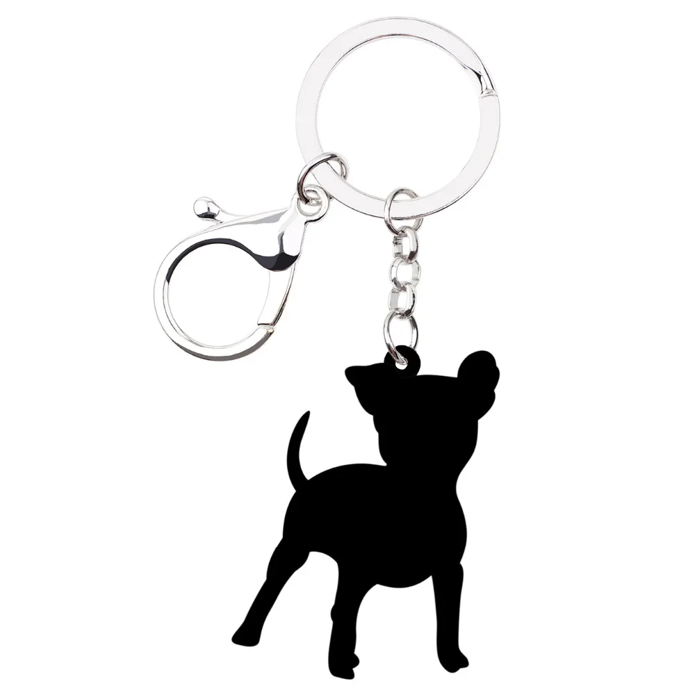 Bonsny Acrylic Cute Fox Toy Terrier Dog Key Chains Keychain Rings Fashion Animal Pet Jewelry For Women Girl Ladies Accessories