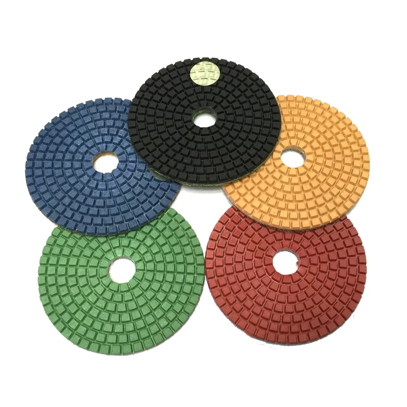 RIJILEI 7PCS/Set 4 Inch Flexible Wet Polishing Pads 100mm Diamond Polishing Pads For Granite Marble Stone Grinding Disc 4DS1