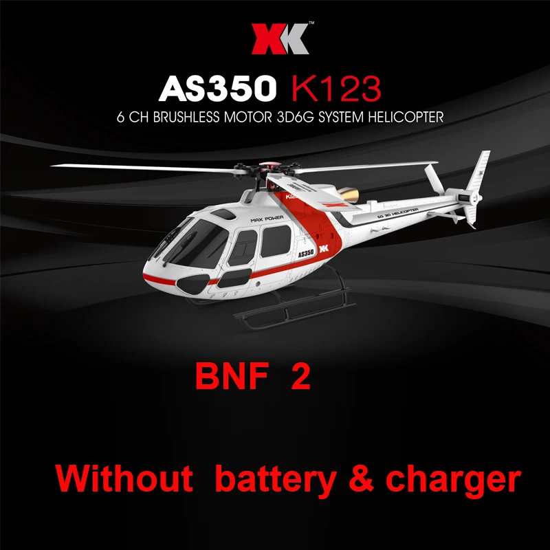 Радиоуправляемый вертолет XK K123 AS350, только версия BNF 2 (без контроллера/аккумулятора/зарядного устройства), бесщеточная шкала, система 3D6G