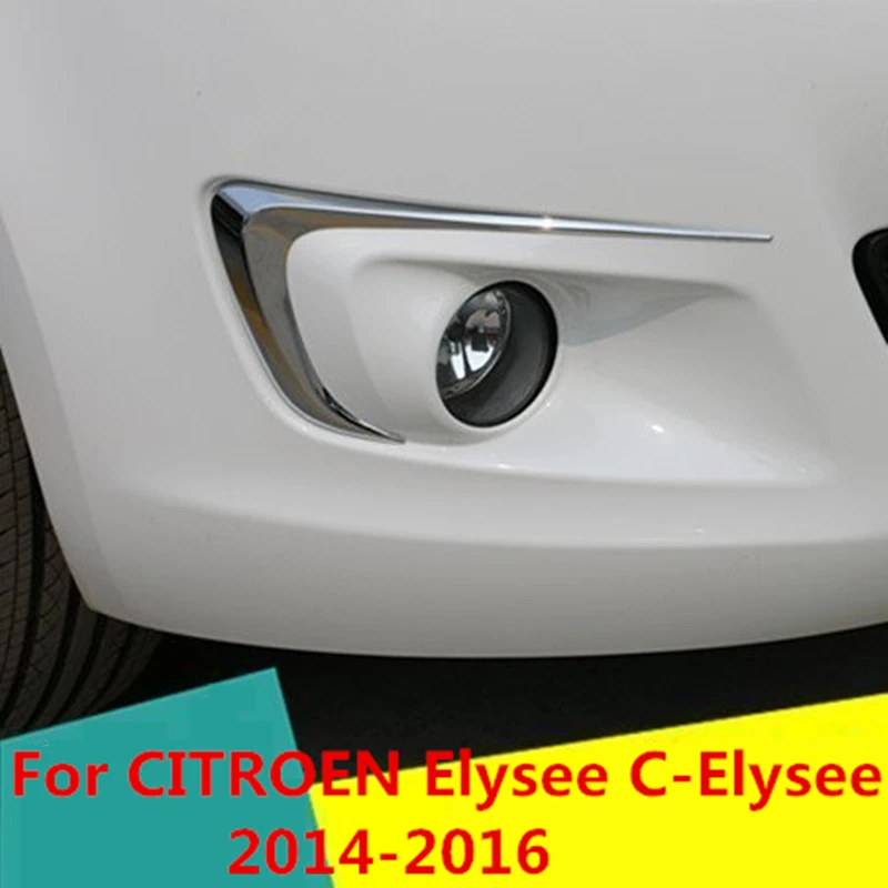 2pcs Chrome ABS Front Fog Lamp Frame decoration cover trim Exterior decoration For CITROEN Elysee C-Elysee 2014-2016