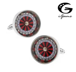 iGame Factory Price Retail Roulette Cuff Links Copper Material Red Colour Gambling Design