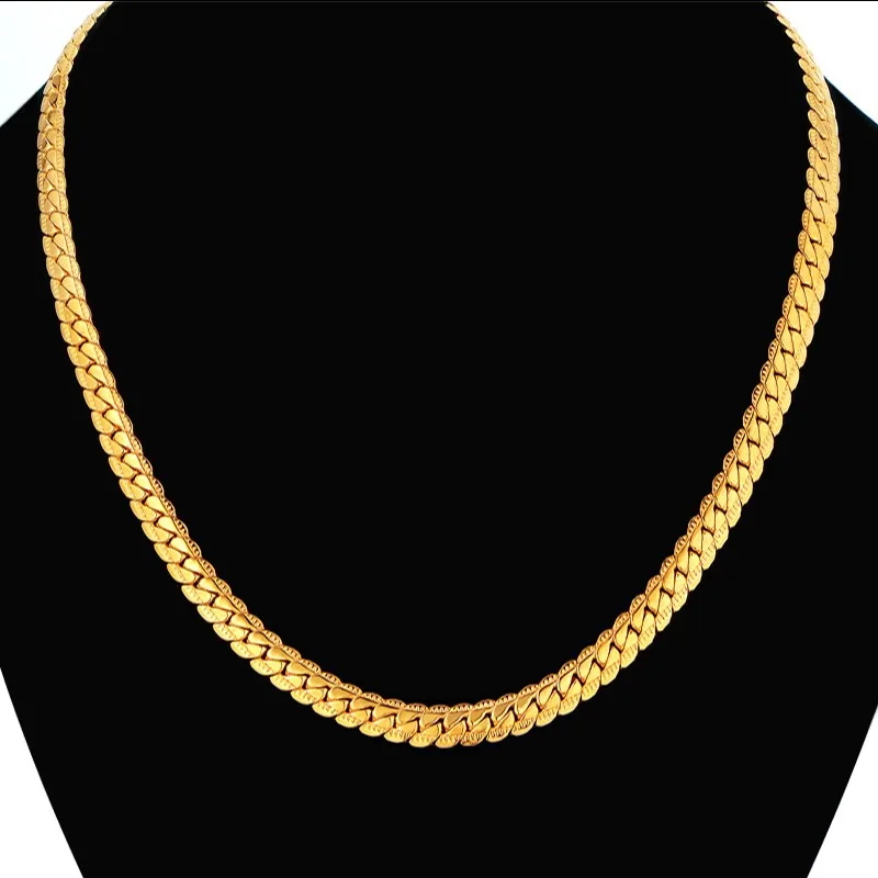 Punk Flat Snake Link Chain Set Male Gold Color Stainless Steel Necklace Bracelet Set For Men Vintage Jewelry Sets & More