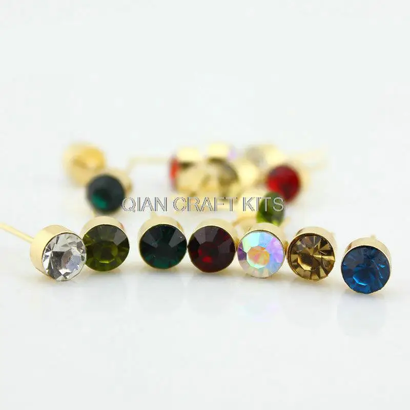 50pairs gold or silver tone mixed colors rhinestone earring post crystal studs for wedding,bride brass lead and nickle free