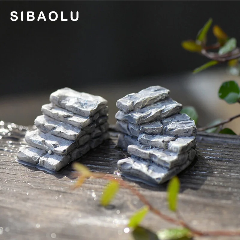 

10Pcs Stone Stairs Step Figurine Diy Micro Landscape Statue Home Decor Resin Craft Miniature Fairy Garden Decoration Accessories