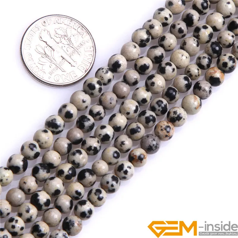 6 8 10mm Natural Stone Round Dalmatian Dot Jaspers Loose Beads For Jewelry Making DIY Accessories Bracelet Beads Strand 15