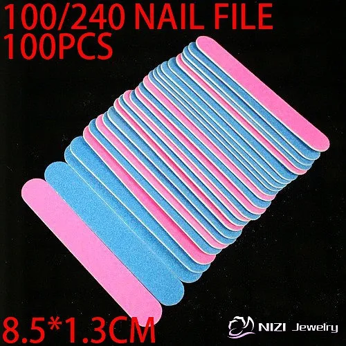 100pcs 100/240 Grit Professional Nail Files Nail Buffer Buffing Slim Crescent Grit Nail Tools Nail File Hot Sale Factory Direct