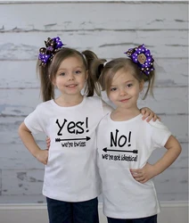 Yes We Are Twins & No We Are Not Identical White Kids Tshirt Twin Baby Tshirt Twins Boys Girls Birthday Gift Twin Clothing  Wear