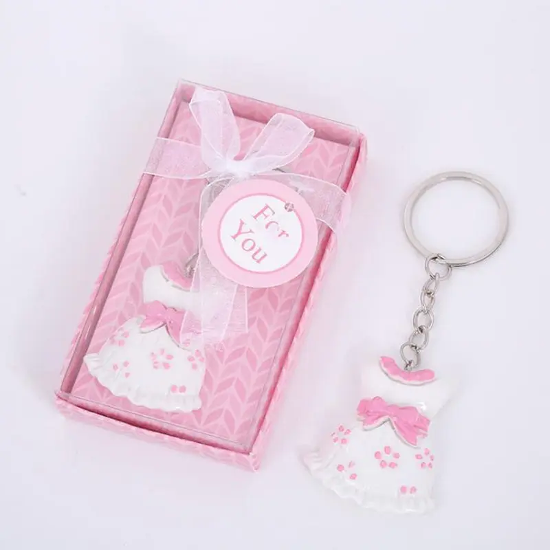 Mini Pink Dress Resin Keychain Wedding Party Favors Baby Shower Gifts Bag Key Rings F20173767