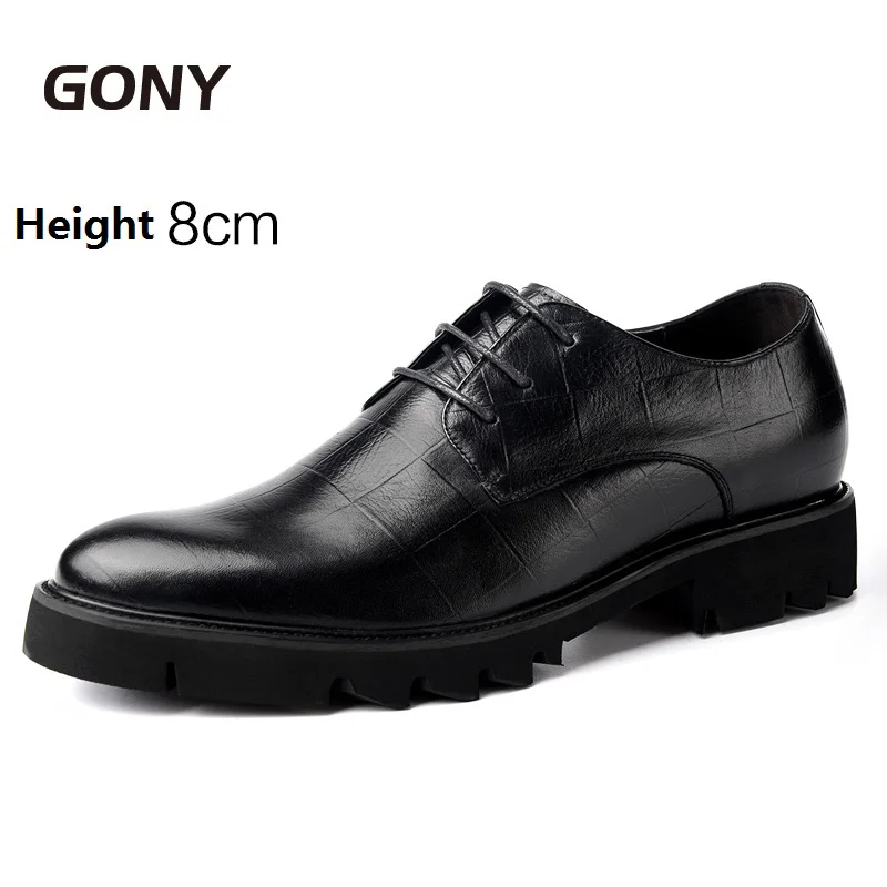 Mới nhất nam 100% Da Thật Chính Hãng Da Đầm Oxfords Tăng Chiều Cao Nâng Cao Giày Phát Triển Chiều Cao 8 CM/10 CM cho nam Tiệc Cưới