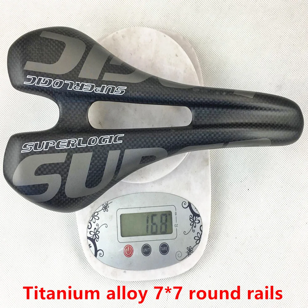 superlogic mountain bike full carbon saddle Titanium 7*7mm road bicycle saddle MTB front sella sillin seat 3k matte