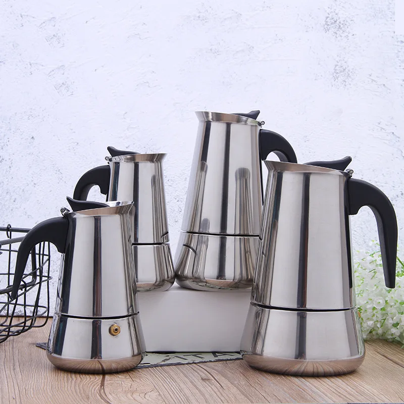 

Hot Sale 450ML/600ML Espresso Maker Moka Pot 304 Stainless Steel Latte Percolator Office Family Party Octagonal Coffee Jug