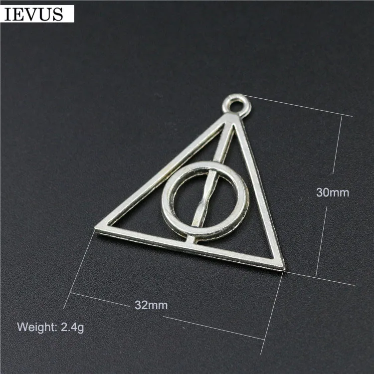 Hot selling 6 Pieces/Lot  32mm*33mm Antique Silver Plated religious charms Death Hollow triangle charm pagan for pendant jewelry