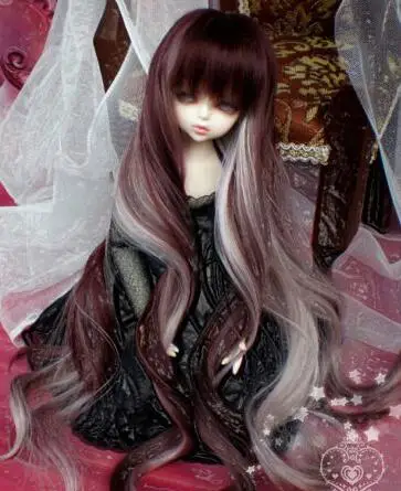 New Arrival Dark Red Mix WIG For 1/3 22-24cm 1/4 18-18.5cm 1/6 15-17cm MSD YOSD BJD Doll Wig