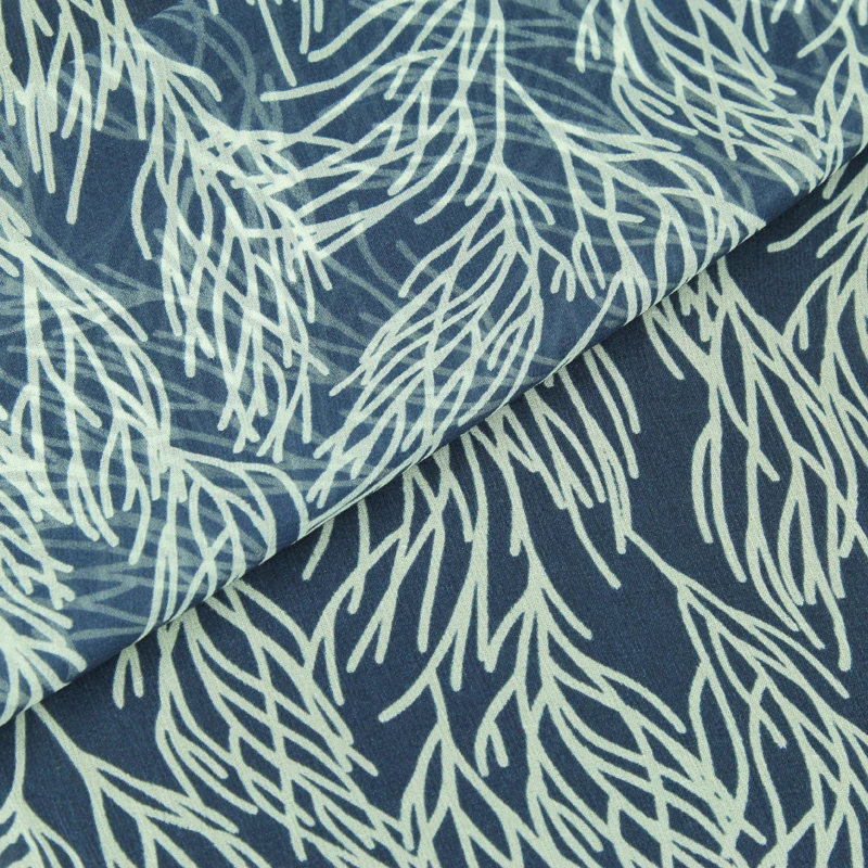 Blue and white coral design 100% silk georgette gauze fabric 140cm width,SCG470