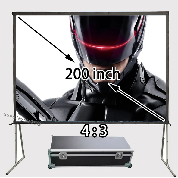 Professional Manufacturer HD Projector Projection Screen 200 inch 4:3 Fast Folding 1080P Screens With Portable Aluminum Case