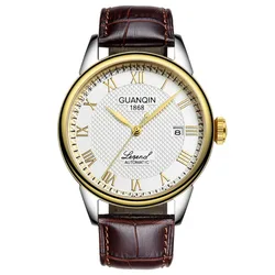 Men Watches 2020 GUANQIN Automatic Self-Wind Date Watch Mens Top Brand Luxury Mechanical Leather Wristwatch relogio masculino