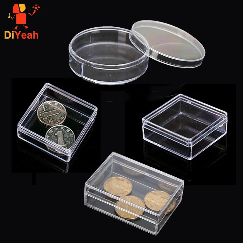 Face Painting Empty Box PS Body Paint Plastic Box Square Rectangular Round Transparent Product Box Case with Lid DIY Rainbow Kit