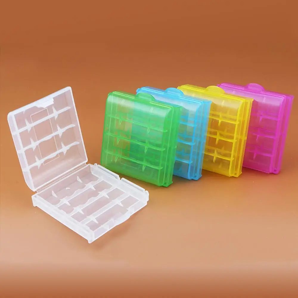 Verveguud caixa de plástico para bateria portátil, 5 peças, suporte de caixa de armazenamento para pilhas aaa/aa recarregáveis, cobertura total