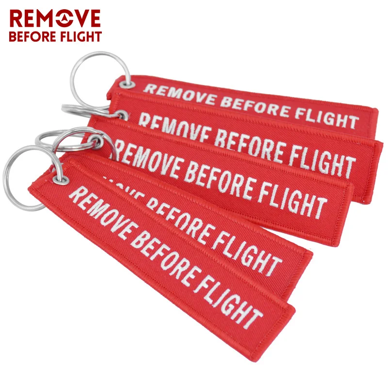 Remove Before Flight Keychain Aviation Gift Car Key Chain Key Tag Label Red Embroidery Key Fobs OEM Keychain Jewelry 3 Pcs/Lot