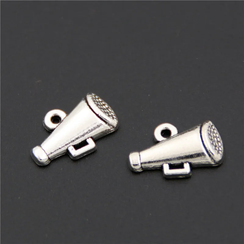 50pcs Silver Color Cheerleader Megaphone Loud Speaker Charms Pendant Diy Jewelry Findings A2569