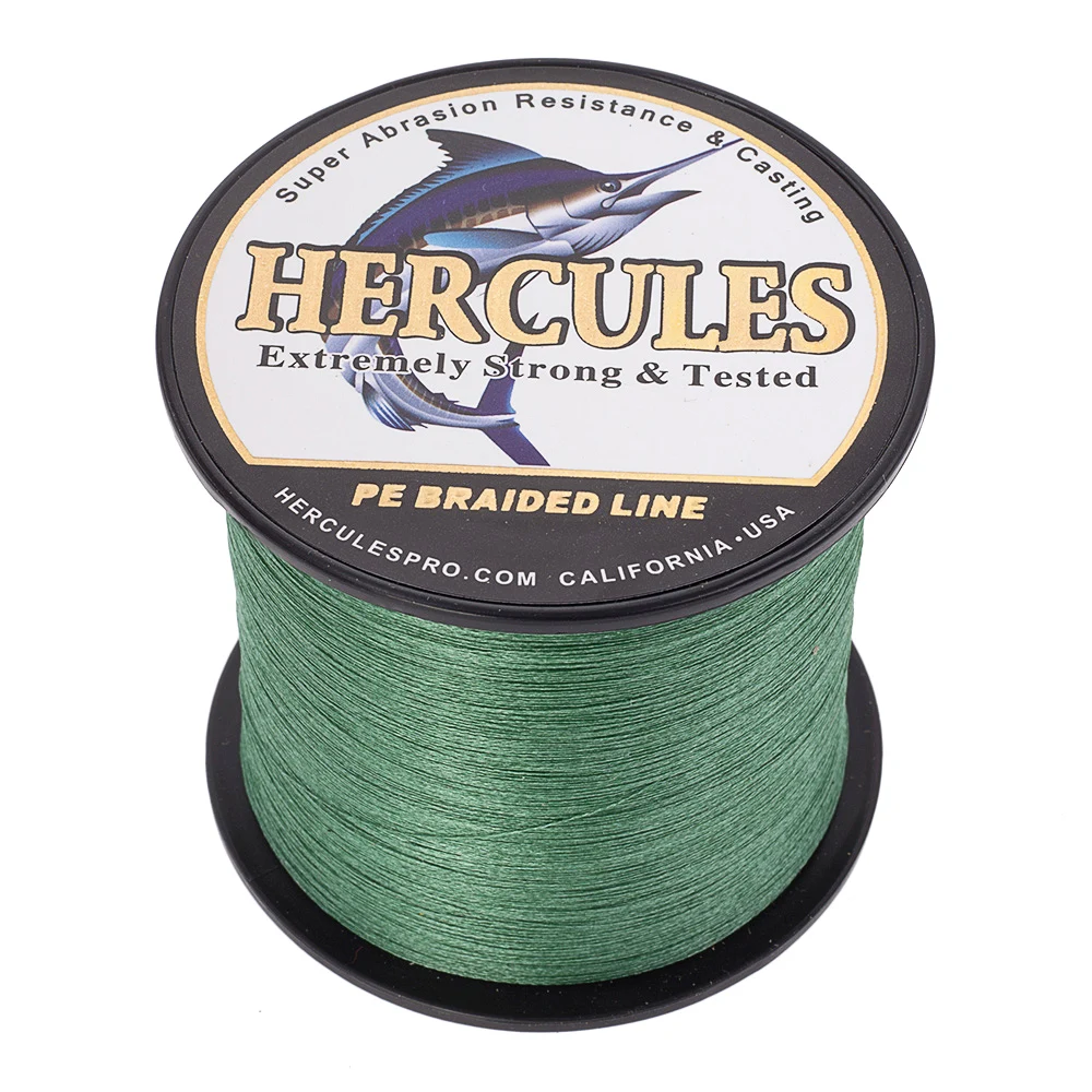 Hercules Multifilament Fishing Line Cord 4 Strands Braided Wire PE Carp Brazil 100M- 2000M Green 6-100LB Outdoor Accessories