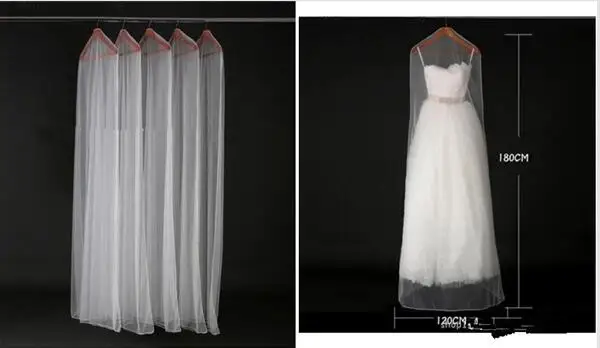 

Wholesale Wedding Dress Bag Dust Cover Omniseal Dustproof PVC 180cm Solid Transparent Storage Bags For Wedding Dress new