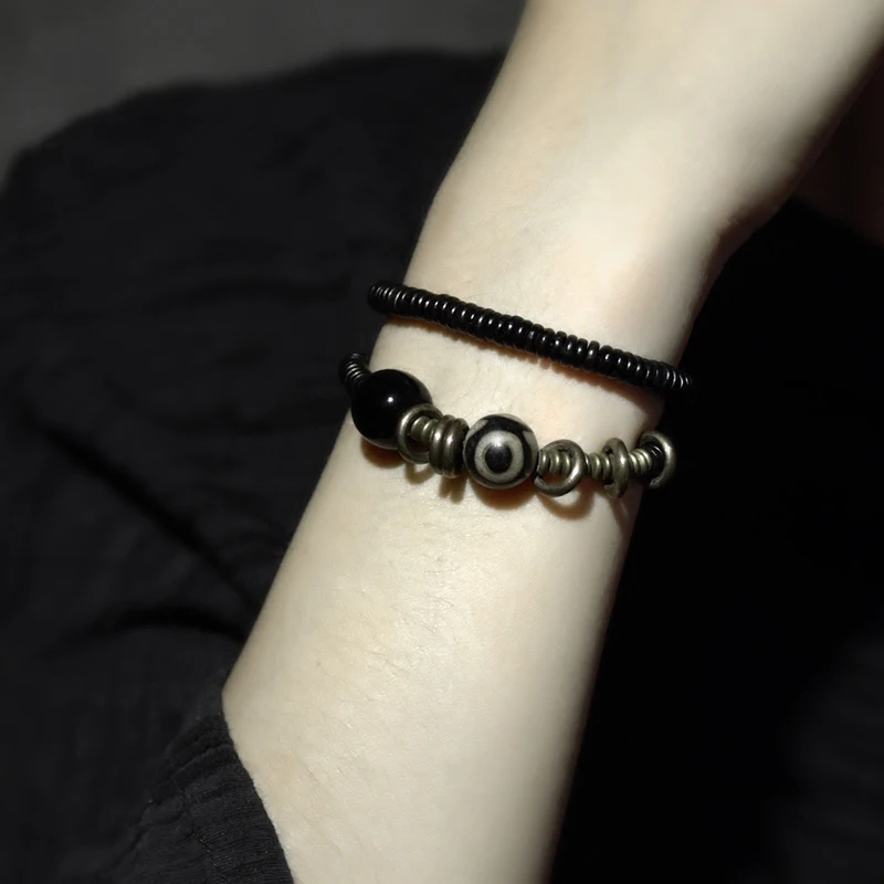 Black Onyx Anti-evil Eye Ebony Beads Bracelet Ethnic Unique Personalized Gift Meditation Unisex Jewelry Trend 2022 Women Bangles